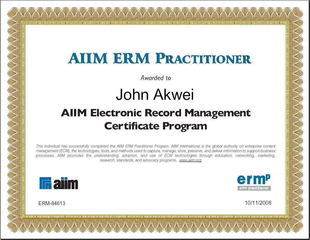 ERMp Certificate